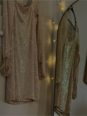 Speechless Champagne Sequin Shift Dress